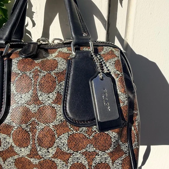 Coach Black and Brown Signature Satchel - Picture 2 of 8